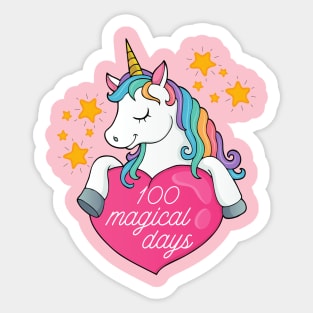 100 Days Of School Unicorn 100 Magical Days Sticker